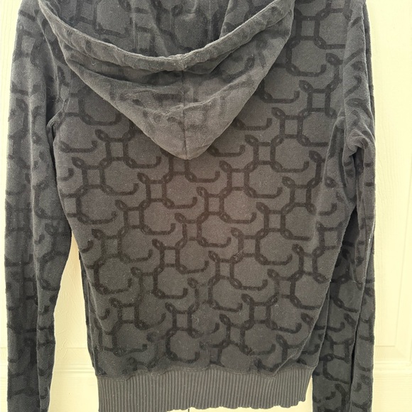 Juicy Couture Black Hooded Velvet Zip-Up Jacket with Gold Hardware size M    Y2K - Picture 6 of 9